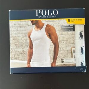 Polo by Ralph Lauren Classic Fit Cotton Tank Tops - White XXL 5 Pack